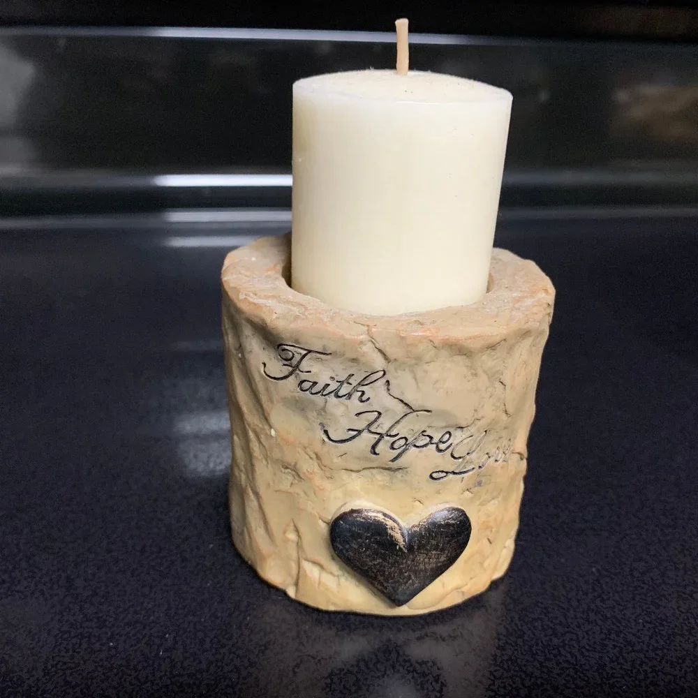 Faith Hope and Love candle holder